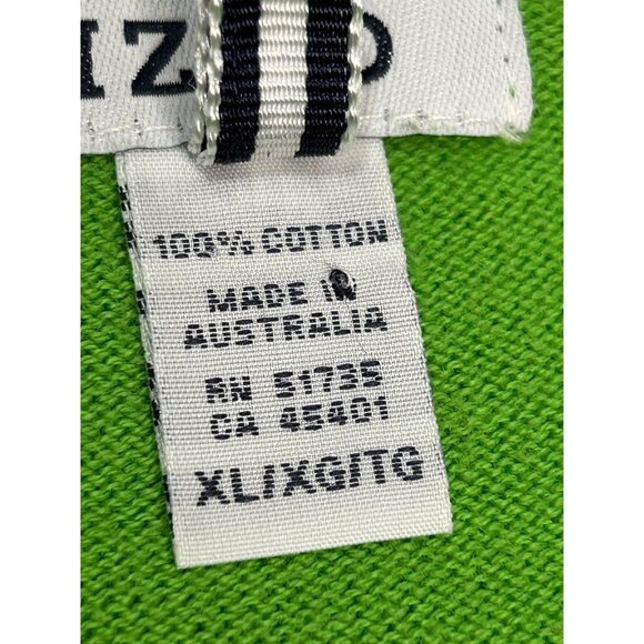 VTG IZOD Womens XL Preppy Argyle Zip Cardigan Bright Green Cotton Sweater - Picture 8 of 14